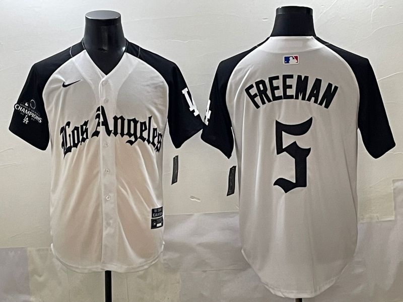 Men 2025 Los Angeles Dodgers #5 Freeman White black Five generations Joint Name Nike MLB Jersey style 5261->los angeles dodgers->MLB Jersey